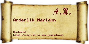 Anderlik Mariann névjegykártya