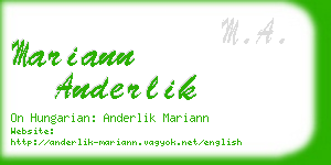 mariann anderlik business card